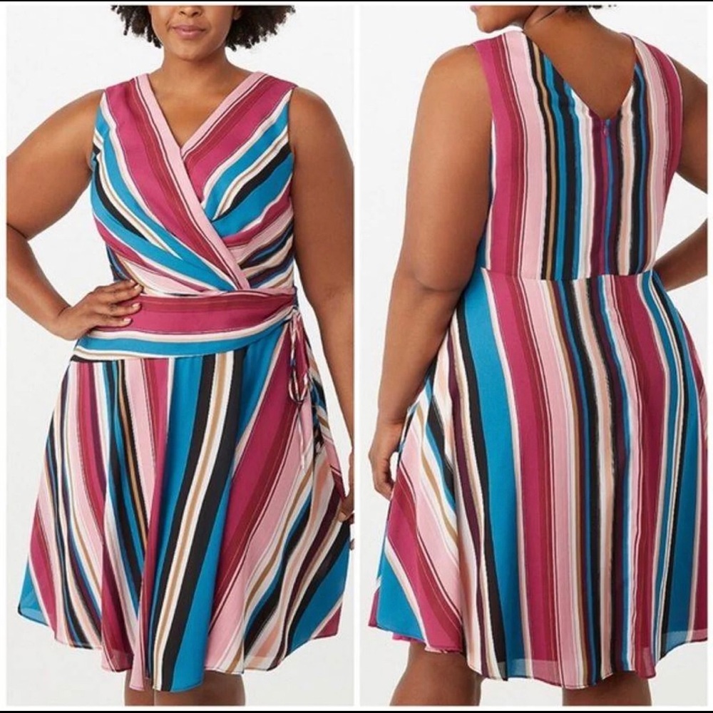 Roz & Ali Striped Dress - Dressbarn 24W